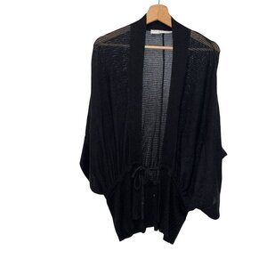 Trina Turk Los Angeles Black Open Knit Cardigan Womens size Large